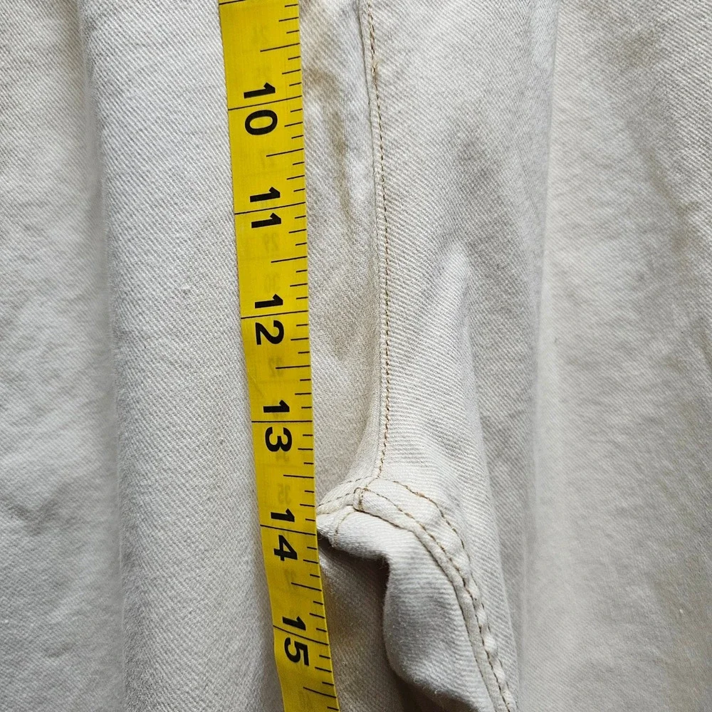 FREE PEOPLE High-Waisted Pleated Carrot Jeans Ecru Sz 2